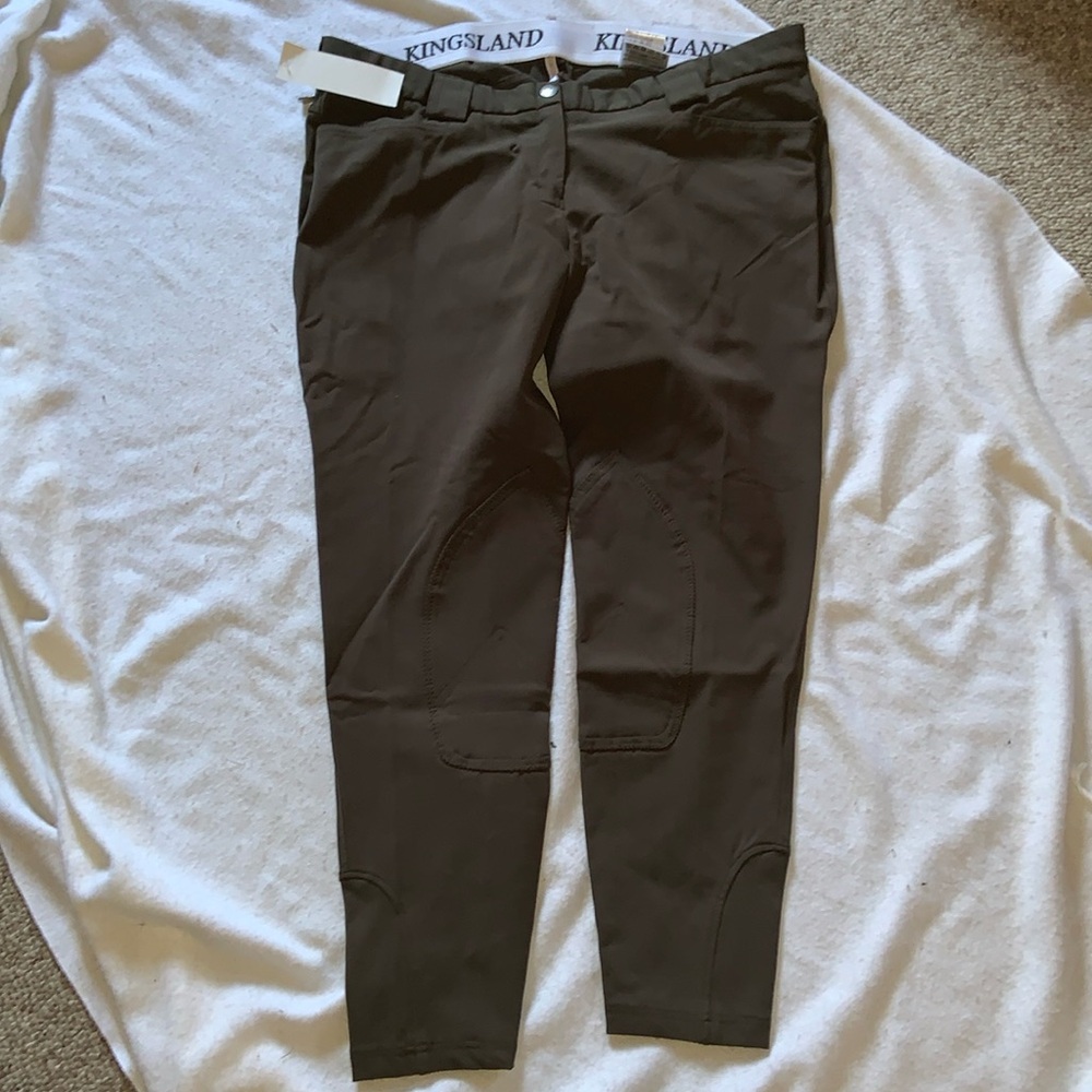 Kingsland high end riding breeches knee patch euro seat charcoal 36R NEW MUDD